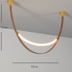 led pendant lys liner design 60cm stue læder lysekroner spisebord loft lysekrone køkken hængende armatur indendørs belysning lampe, til køkkenø