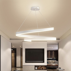 led pendel 1-lys ring cirkel design varm hvid aluminium malet finish luksuriøs moderne stil spisestue soveværelse pendel