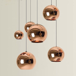 LED pendellampe rose guld globus design køkken ø lys 15cm 20cm 25cm enkelt desgin metal galvaniseret moderne spisestue stue