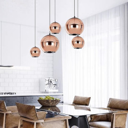 LED pendellampe rose guld globus design køkken ø lys 15cm 20cm 25cm enkelt desgin metal galvaniseret moderne spisestue stue