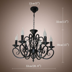 6-Light 53cm Stearinlys Stil Lysestager Metal Malede finish Tradisjonell / Klassisk