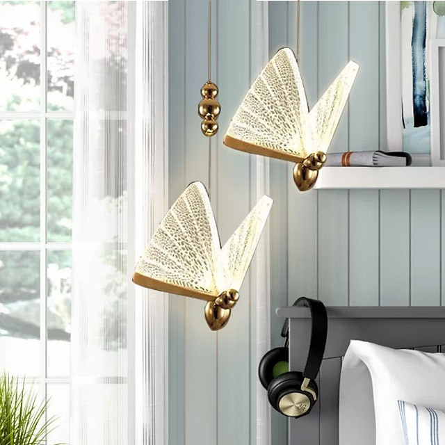 17cm sommerfugleformet lysekrone guld vedhængslys led enkelt design akryl moderne kunstnerisk gave til familie venner