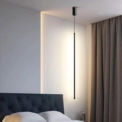 led pendel ø lys 60cm liner design hængelampe soveværelse spisestue stue varm/kold hvid metal malet finish moderne moderne