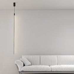 led pendel ø lys 60cm liner design hængelampe soveværelse spisestue stue varm/kold hvid metal malet finish moderne moderne