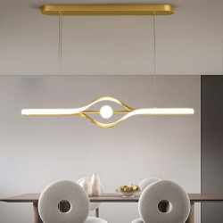 led pendel linje design sort guld 60cm 80cm metal kunstnerisk stil moderne aluminiumslegering malet finish kun dæmpbar med fjernbetjening