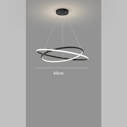 led pendel 60cm 2-lys ring cirkel design dæmpbar aluminium malet finish luksuriøs moderne stil spisestue soveværelse pendel kun dæmpbar med fjernbetjening