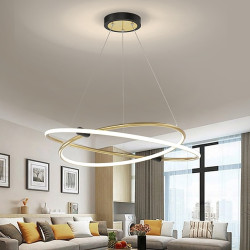 led pendel 60cm 2-lys ring cirkel design dæmpbar aluminium malet finish luksuriøs moderne stil spisestue soveværelse pendel kun dæmpbar med fjernbetjening