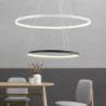 2-lys 60cm led pendel aluminium cirkel design malet finish dæmpbar moderne spisestue soveværelse med akryl skærm justerbare lys 50w kun dæmpbar med fjernbetjening