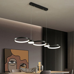 led pendel køkken ø lys cirkel ring design sort 95cm lysekrone metal kunstnerisk stil moderne stil stilfuld malet finish