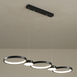 led pendel køkken ø lys cirkel ring design sort 95cm lysekrone metal kunstnerisk stil moderne stil stilfuld malet finish