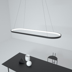 LED pendel 40W rektangel aluminium sort malet finish moderne lampe til spisestue resturant kaffebar