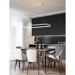 1-lys 70c/90m led pendel 40w ovalt design rektangel aluminium sort malet finish moderne lampe til spisestue restaurant kaffebar kun dæmpbar med fjernbetjening