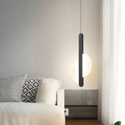 20cm led pendel nordisk sort hængelampe med hvid lampeskærm spisestue kontor soveværelse enkelt geometrisk metal sort led moderne