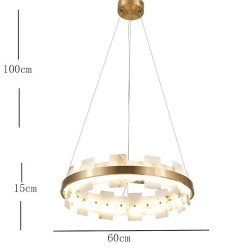 led pendel marmor kobber vogn hjul design 60cm 40w moderne guld luksus lysekrone hjemme hotel restaurant kunst belysning lampe dekoration pendel ledning justerbar