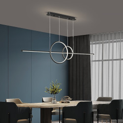 led pendel 90cm ø lys dæmpbar linje design aluminium stilfuld minimalistisk malet finish spisestue køkken lys