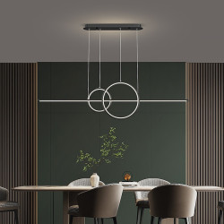 led pendel 90cm ø lys dæmpbar linje design aluminium stilfuld minimalistisk malet finish spisestue køkken lys