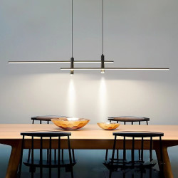 led pendel med spotlight 120cm dæmpbar linje design aluminium stilfuld minimalistisk malet finish nordisk stil spisestue køkken lys