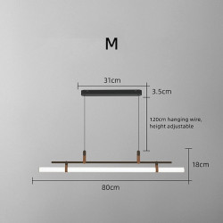 80cm led pendel moderne linje design kæde justerbar hængelampe til køkken spisestue stue sort og guld