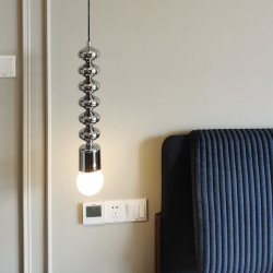 led pendel 42cm moderne nordisk sengelampe sølv trefarvet lys spisestue bar metal galvaniseret ledning justerbar