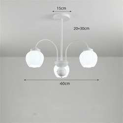 led pendel 60cm 3-lys glas blomster design moderne akryl lysekrone pendel udsøgt loftbelysning dekorativ loftlampe til stue entre soveværelse