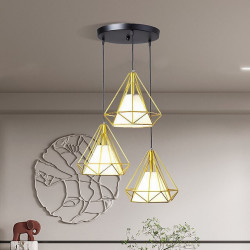 led pendel 60cm 3-lys sputnik design lysekroner til spisestue soveværelse pendel lamper industrimalet finish