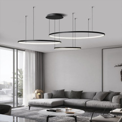 40 60 80cm dæmpbar pendel aluminium silicagel moderne stil klassisk cirkel sort moderne moderne