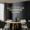 3-lys led pendel 80/60/40cm cirkel mat børstet design guld aluminium malet finish moderne spisestue lys kan kun dæmpes med fjernbetjening