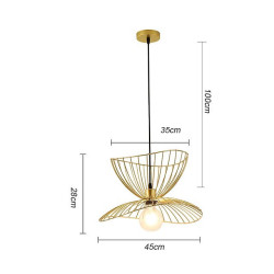 led pendel lys sengelampe sort guld 45cm retro vedhæng lys metal vintage stil jern hat malet soveværelse spisestue stue lys diy lys