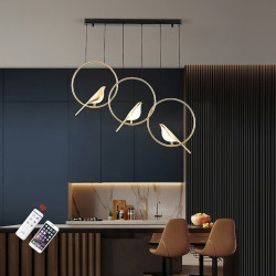 91cm dæmpbart pendellys led fugledesign lysekrone metal moderne nordisk stil stue spisestue