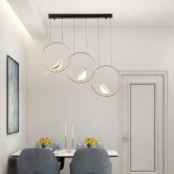 91cm dæmpbart pendellys led fugledesign lysekrone metal moderne nordisk stil stue spisestue