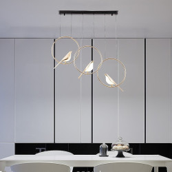 91cm dæmpbart pendellys led fugledesign lysekrone metal moderne nordisk stil stue spisestue