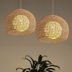 led Pendel lys bambus lanterne design lysekrone retro 25cm lysekrone loftbelysning er anvendelig til stue soveværelse...