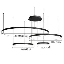 40 60 80cm dæmpbar pendel aluminium silicagel moderne stil klassisk cirkel sort moderne moderne