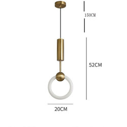 20cm ledet pendel moderne nordisk ring cirkel desgin sengelampe stue soveværelse spisestue metal galvaniseret moderne