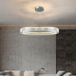 40cm cirkel krystal pendel lys led lysekrone rustfrit stål nordisk stil stue spisestue soveværelse