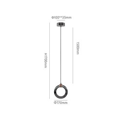 led pendel 17cm 1-lys ring cirkel design dæmpbar luksuriøs moderne stil spisestue soveværelse pendel kun dæmpbar med fjernbetjening