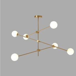 6-Light 100cm Lysestager Metal Glas Sputnik Gylden Malede finish Moderne Kunstnerisk