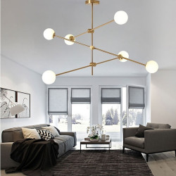 6-Light 100cm Lysestager Metal Glas Sputnik Gylden Malede finish Moderne Kunstnerisk