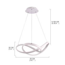 led pendel 59cm dæmpbar cirkel design akryl metal minimalistisk malet finish spisestue køkken lys kun dæmpbar med fjernbetjening