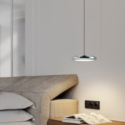 led pendel 20cm 1-lys ring cirkel design dæmpbar aluminium malet finish luksuriøs moderne stil spisestue soveværelse pendel kun dæmpbar med fjernbetjening