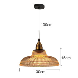 30cm led pendel glas metal vintage stil landlys gennemsigtige lampeskærm bar cafeer spisestue køkken stue lys