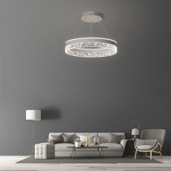 led pendel ring cirkel design 50cm 1-lys ring cirkel design dæmpbar aluminium malet finish luksuriøs moderne stil spisestue soveværelse krystal pendel lamper