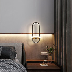 15cm led pendel linje design geometriske former metal kunstnerisk stil moderne stil nyhed malet finish sort moderne kunstnerisk