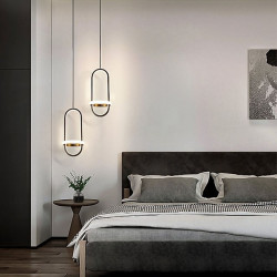 15cm led pendel linje design geometriske former metal kunstnerisk stil moderne stil nyhed malet finish sort moderne kunstnerisk