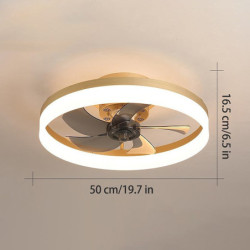 Loftlampe med lys 19,5″ dæmpbar led 3 farve 6 hastigheder timing vendbare blade med fjernbetjening, husholdningsventilator lysekrone, indendørs lavprofil Loftlampe