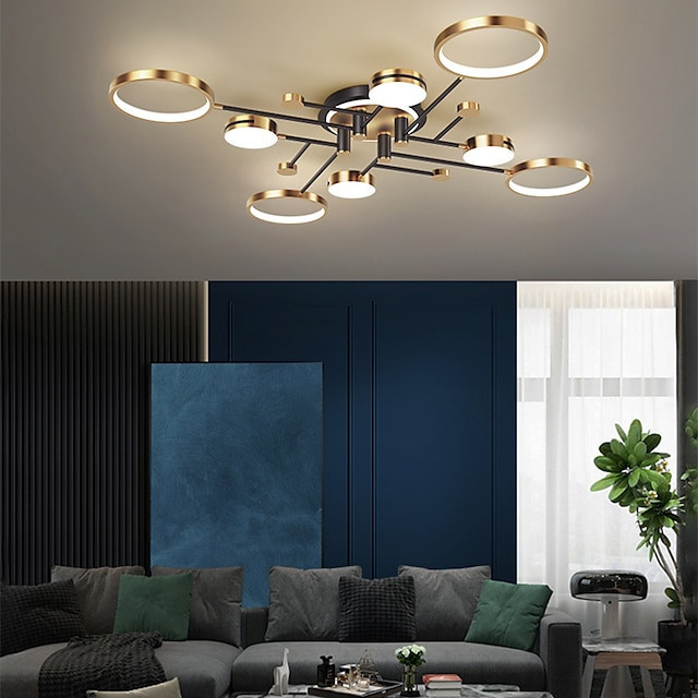 led loftslampe 120cm cirkel design linje design geometriske former flush mount lys akryl kunstnerisk stil lineær malet finish moderne nordisk stil