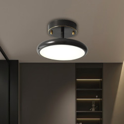 moderne led semi-flush mount loftslampe, 12 cm 3-farve lysskiftende sort/guld loftslampe, kobber loftslysekrone, boligindretningsbelysningsarmaturer, til soveværelse spisestue kontor