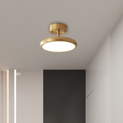 moderne led semi-flush mount loftslampe, 12 cm 3-farve lysskiftende sort/guld loftslampe, kobber loftslysekrone, boligindretningsbelysningsarmaturer, til soveværelse spisestue kontor