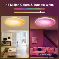 smart loftslampe 12 tommer 30w rgb farveskiftende bluetooth wifi app kontrol 2700k-6500k dæmpbar sync med musik kompatibel med...