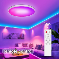 smart loftslampe 12 tommer 30w rgb farveskiftende bluetooth wifi app kontrol 2700k-6500k dæmpbar sync med musik kompatibel med alexa google home